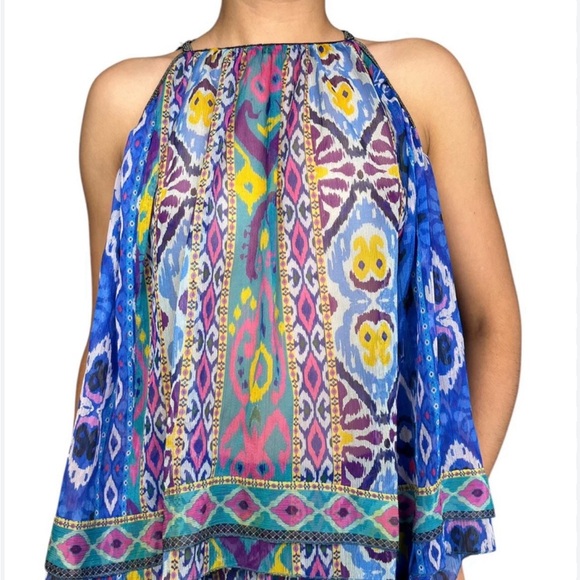 Zara Blue and Purple Patterned Blouse size Xl - Picture 1 of 9